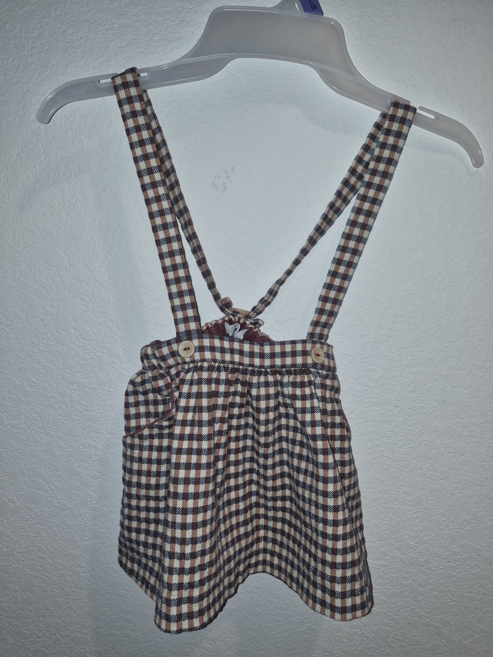 Zara Brown and Beige Gingham Suspender One-Piece